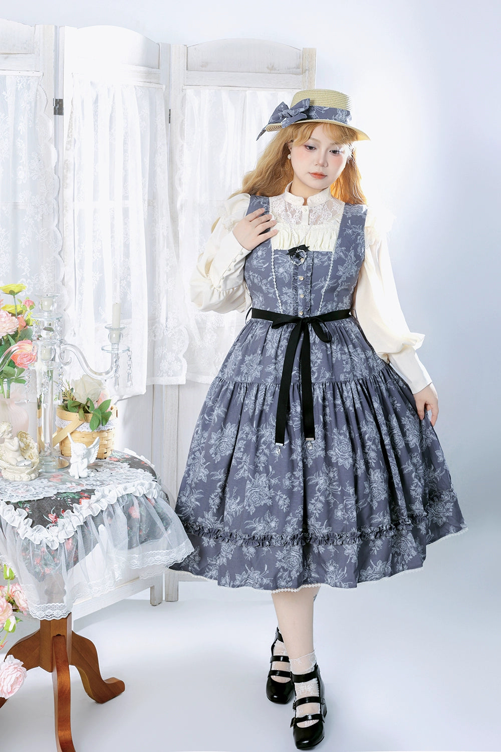 【予約販売】Sketch Wild Rose ジャンパースカート プリントタイプ