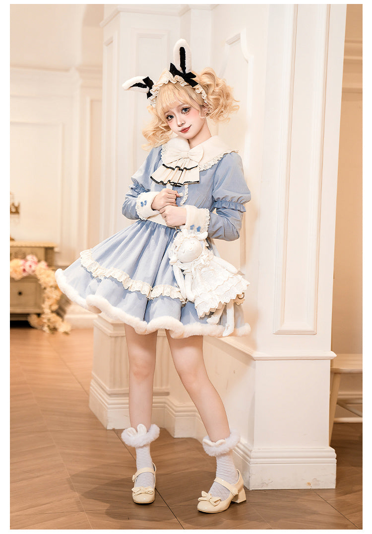 うさ耳アリス エプロン付きティアードワンピース7点セット