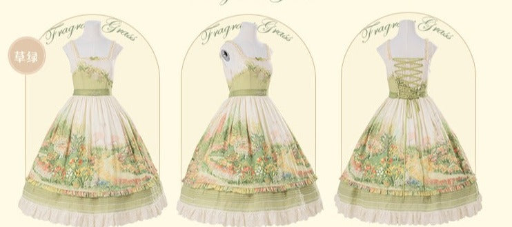 [Resale/Pre-orders available until 2/12] Fragrant Grass Print Jumper Skirt