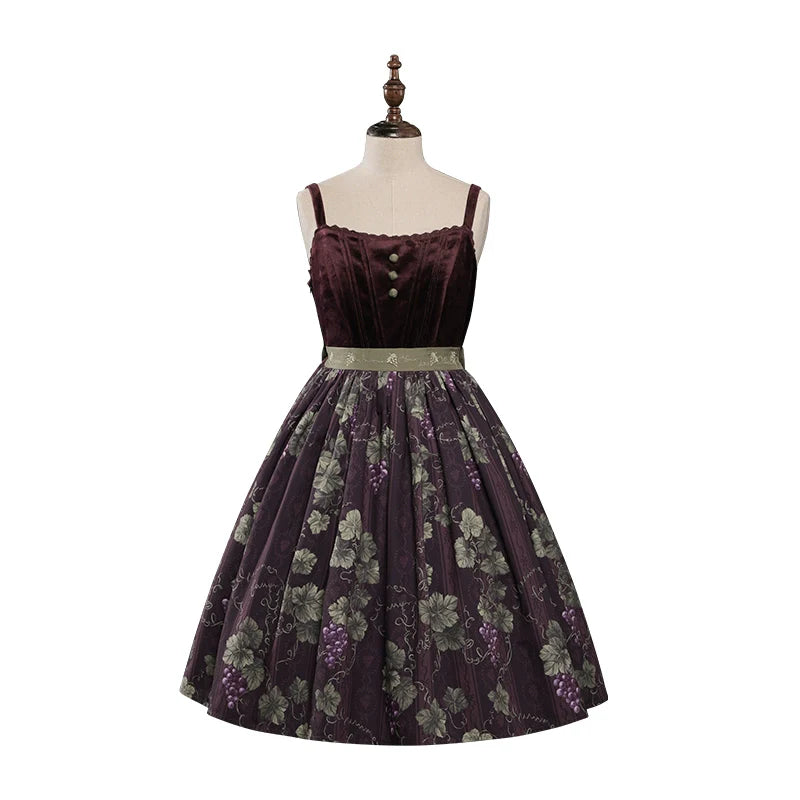 Sunny Rouge Grape pattern front button jumper skirt