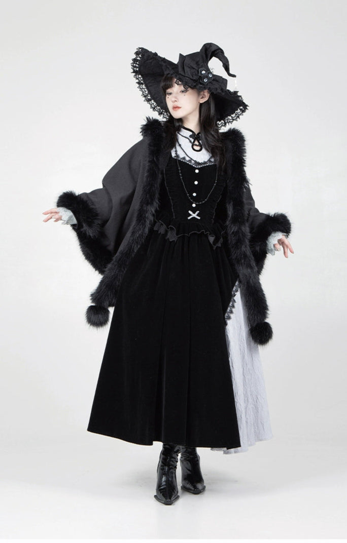 Asymmetrical design long witch dress