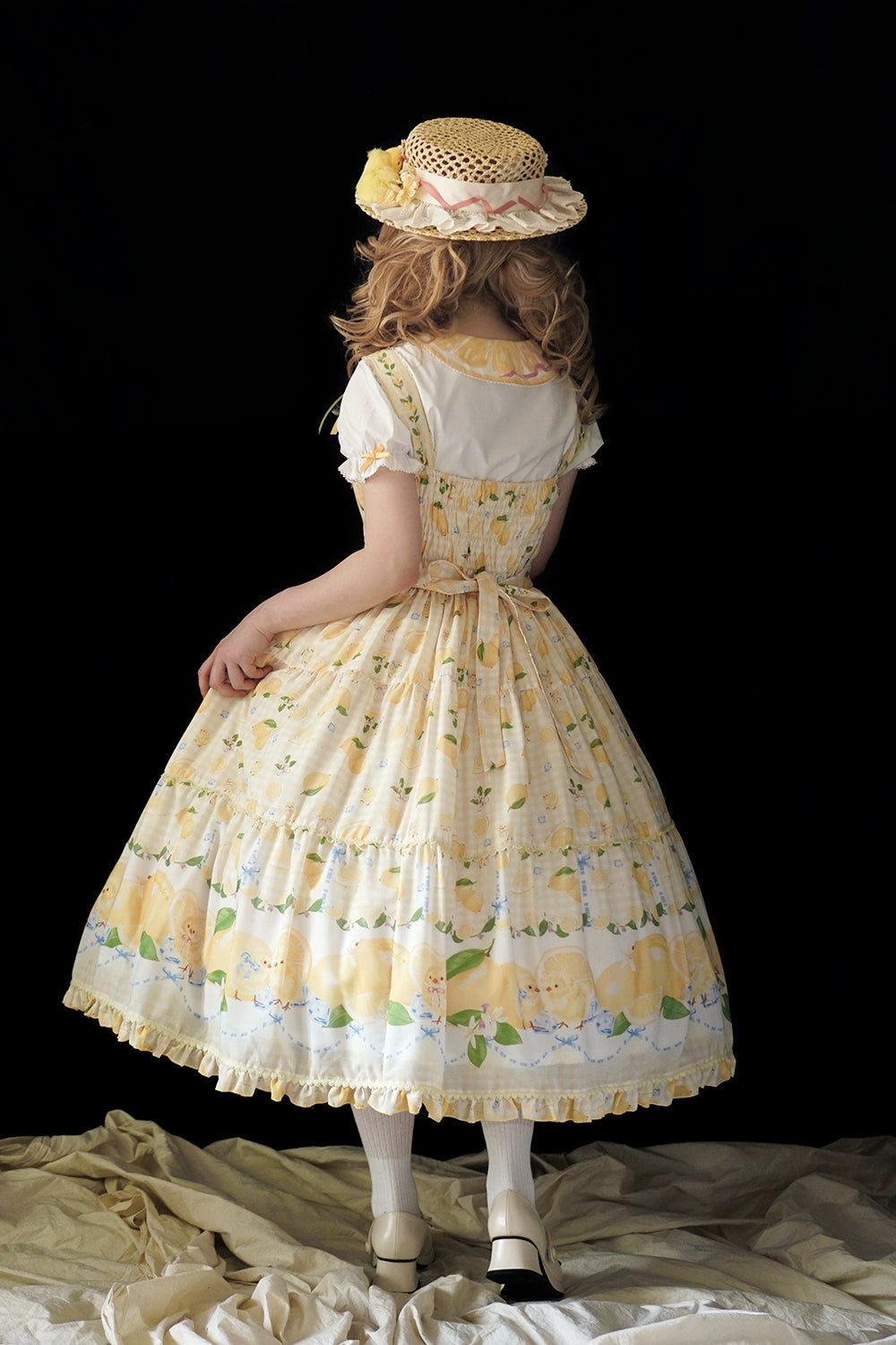 【受注予約5/14まで】Lemon Sweetie プリントジャンパースカート・ロング丈