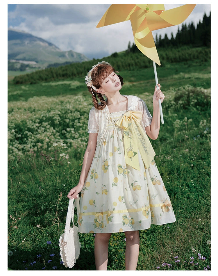 【受注予約7/16まで】Limone Town カントリー風ハイウエストジャンパースカート