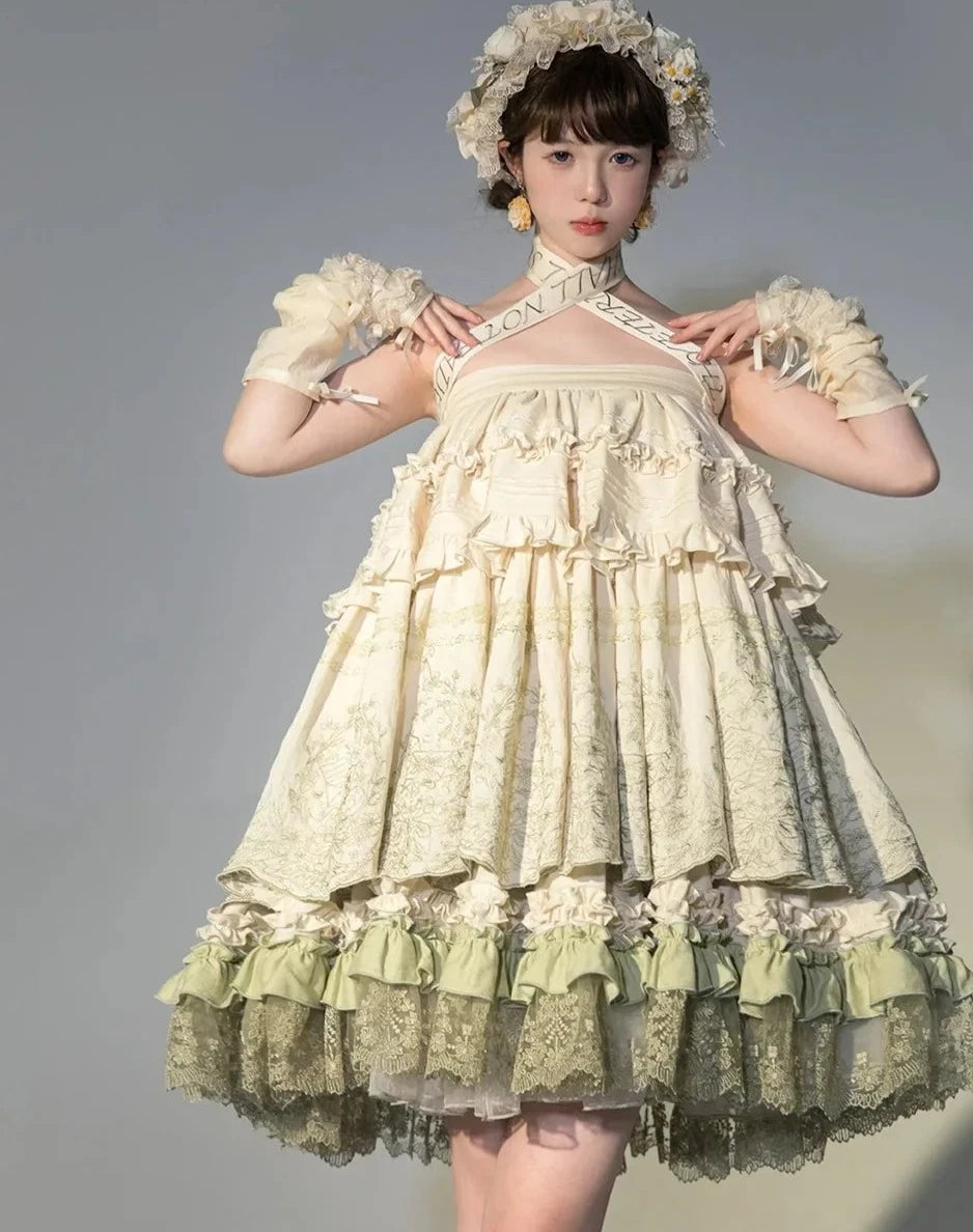 Fourteen-line poem: Lace and embroidered skirt