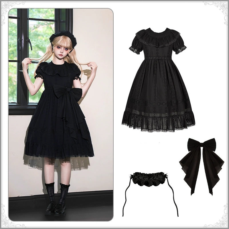 花刺繍入りコットンレースワンピース 単品＆セット