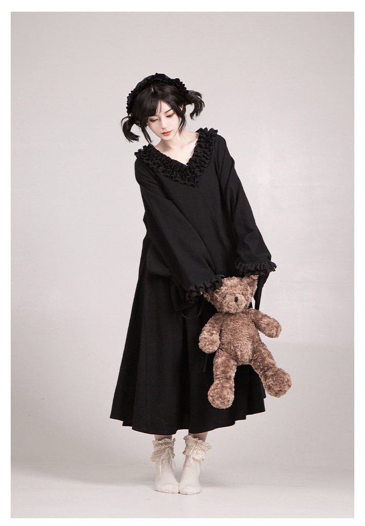 十六夜 和風メイドワンピースセット ロング丈