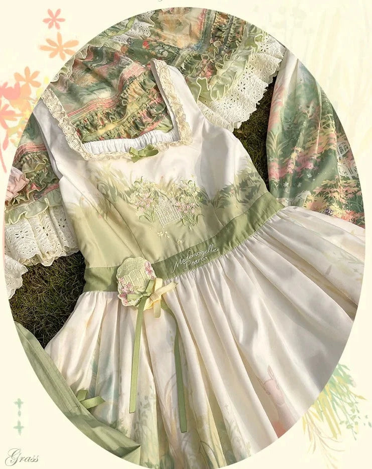 [Resale/Pre-orders available until 2/12] Fragrant Grass Print Jumper Skirt