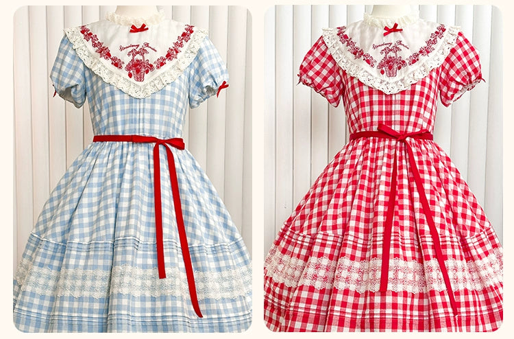 Strawberry Basket スタンドカラーワンピース