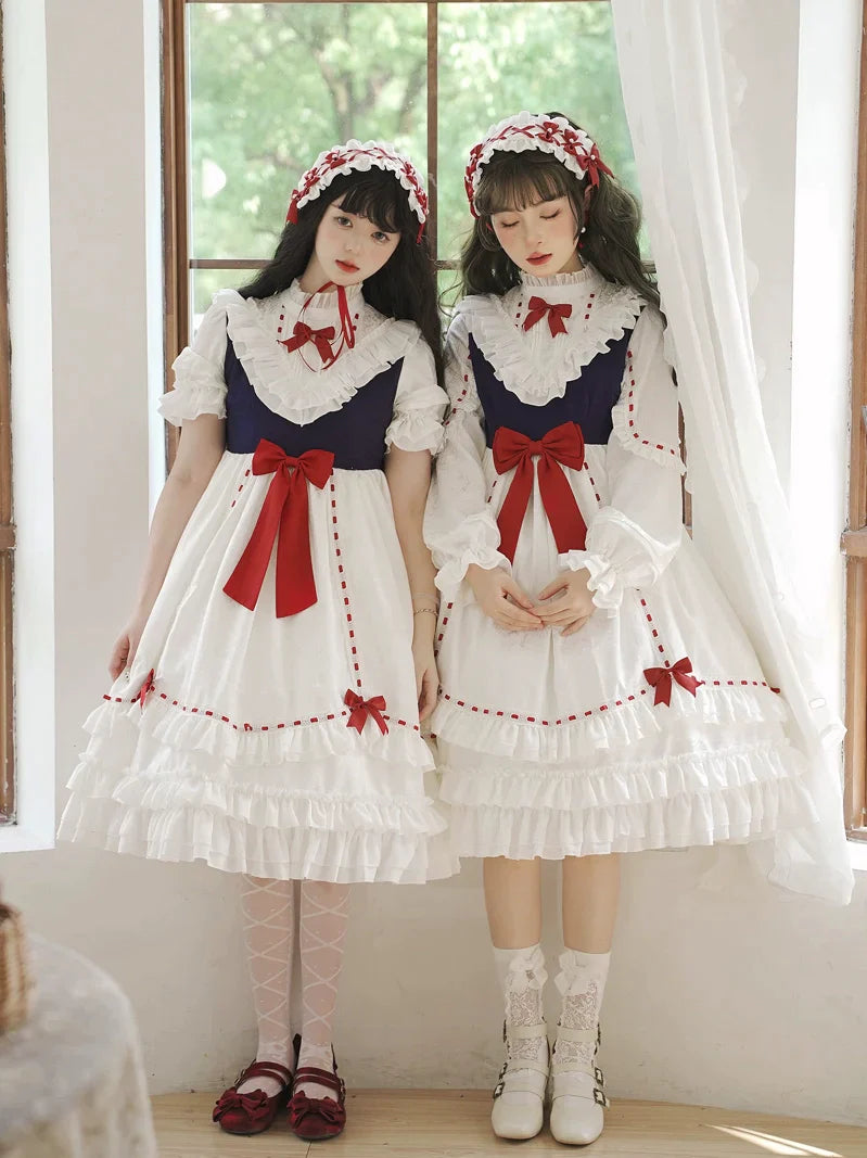 Snow White ３段フリルの半袖ワンピースと長袖ワンピース