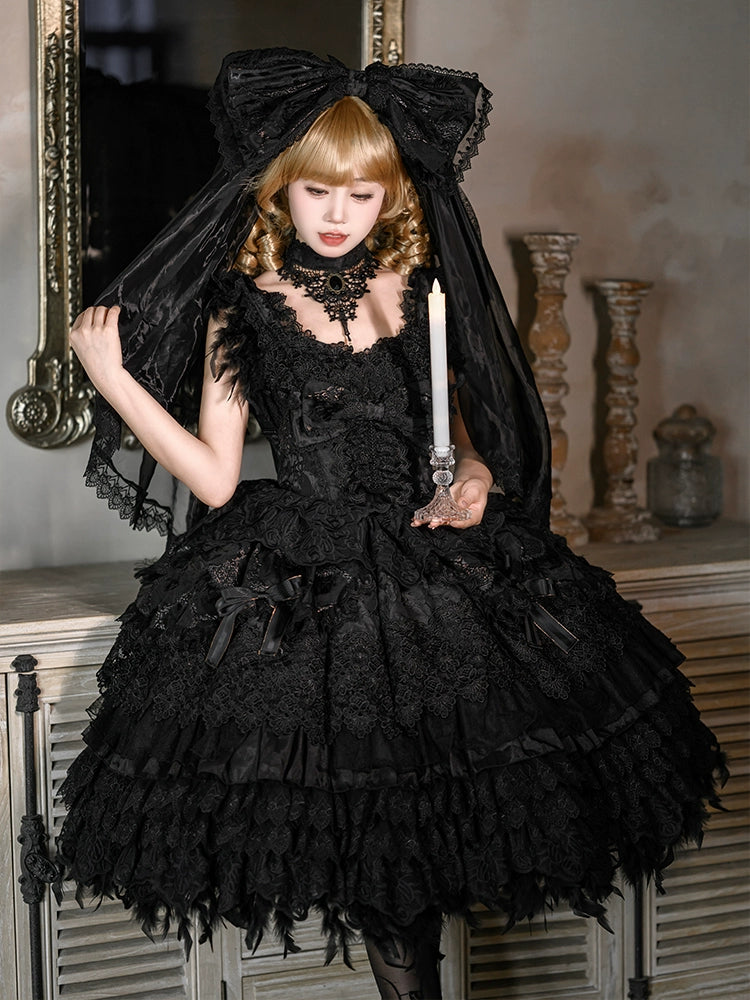 【受注予約6/18まで】Peacock Feather プリンセスドレス・ブラック