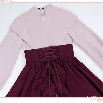 Rose red fake two-piece style dress