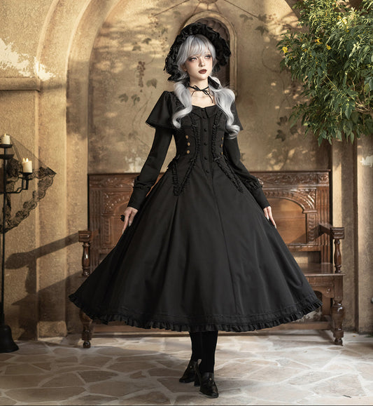 【受注予約12/3まで】漆黒の秒針 長袖ワンピース・ロング丈