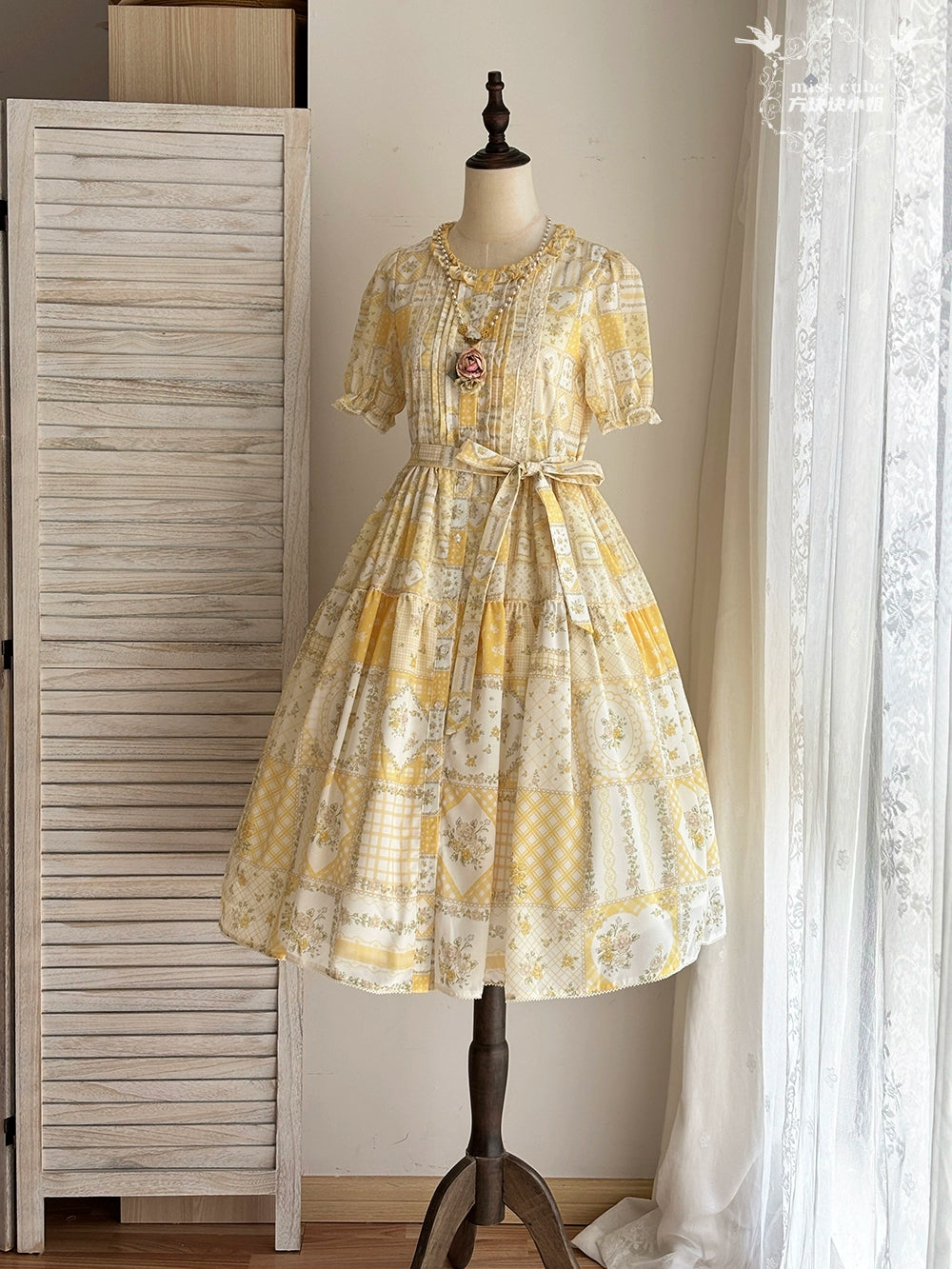 【受注予約7/14まで】Pathwork Garden カントリー風半袖ワンピース