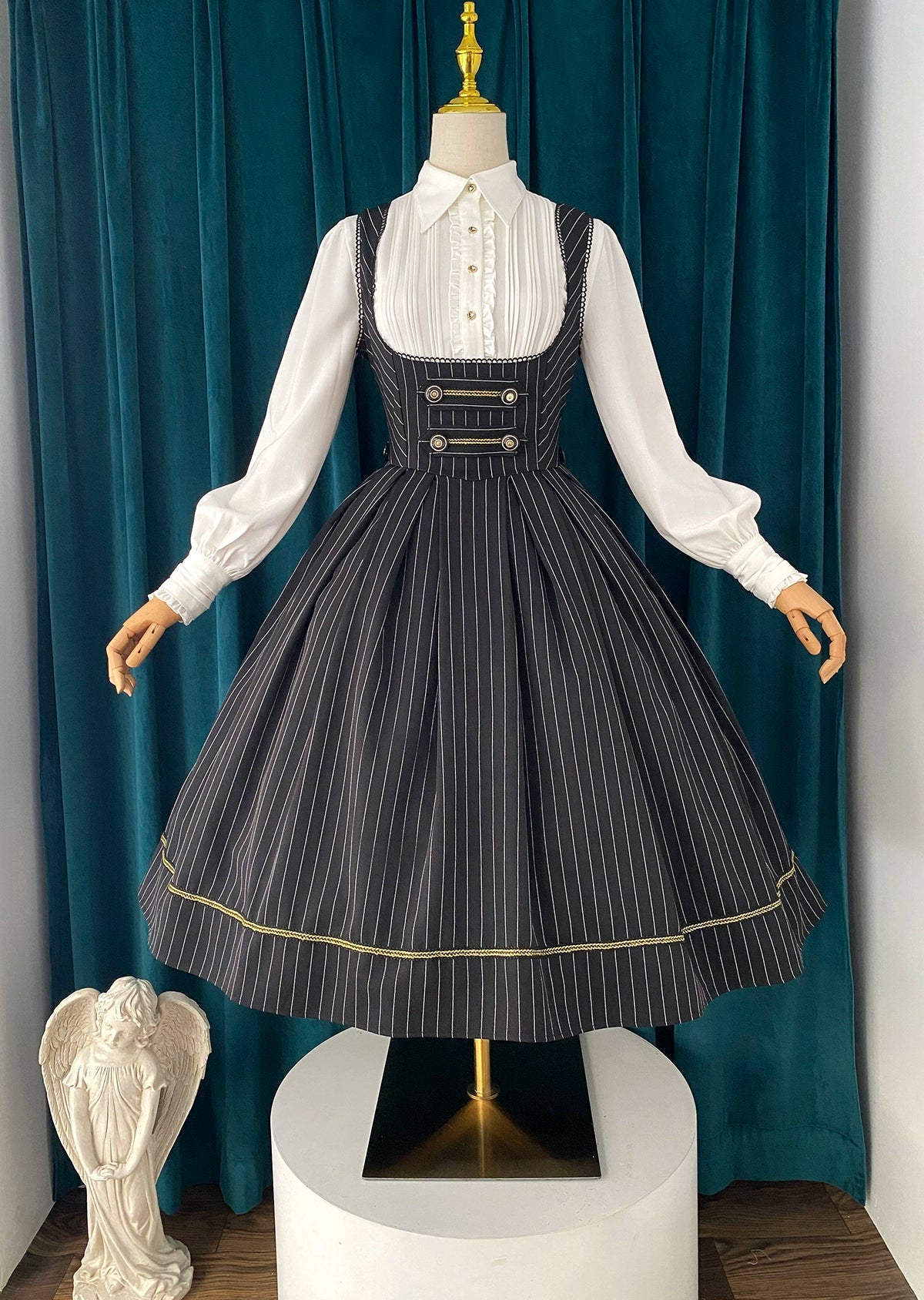 [Pre-orders available until 9/29] Bright Moon Corset Jumper Skirt Stripe [Black]