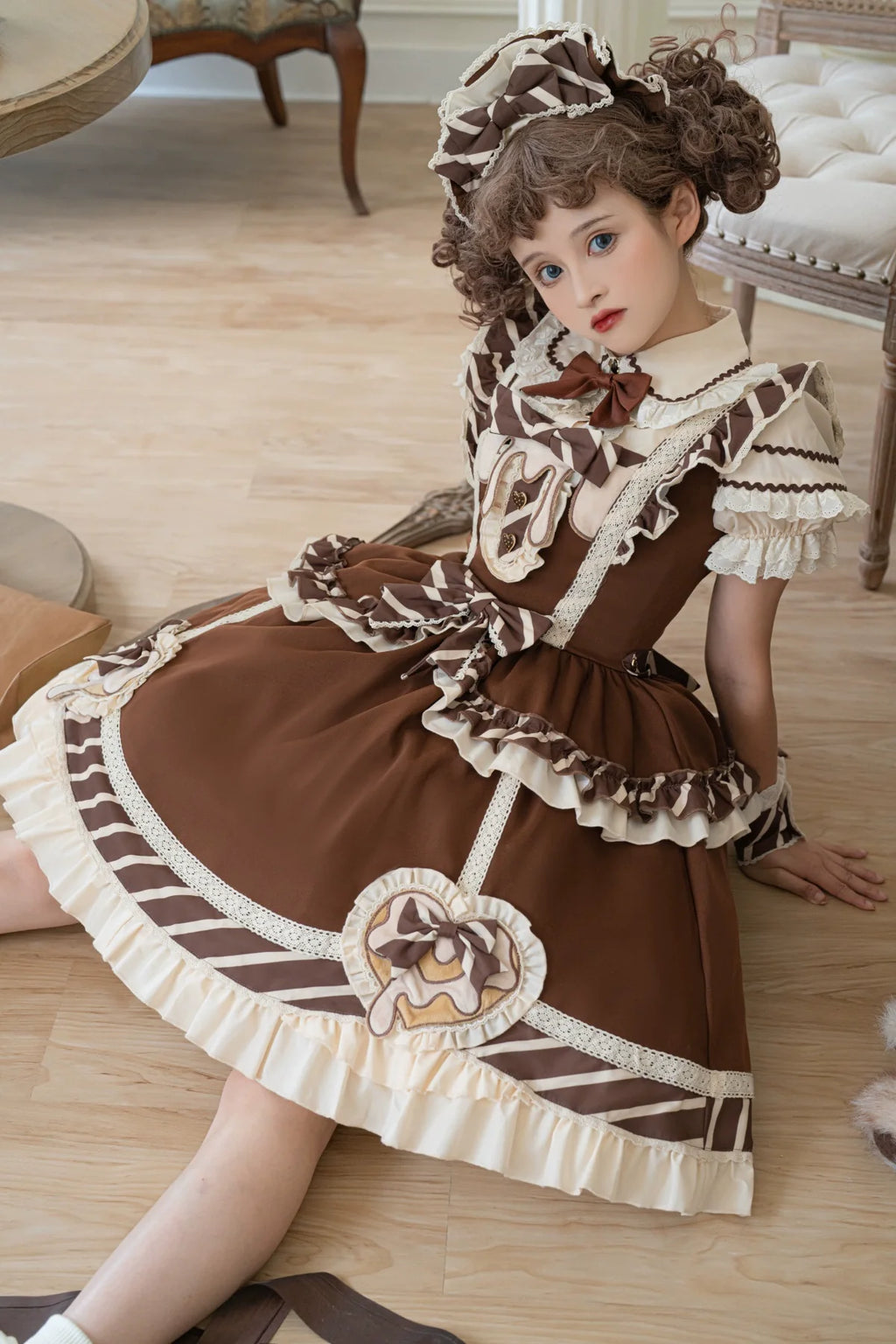 White &amp; milk chocolate jumper skirt and blouse