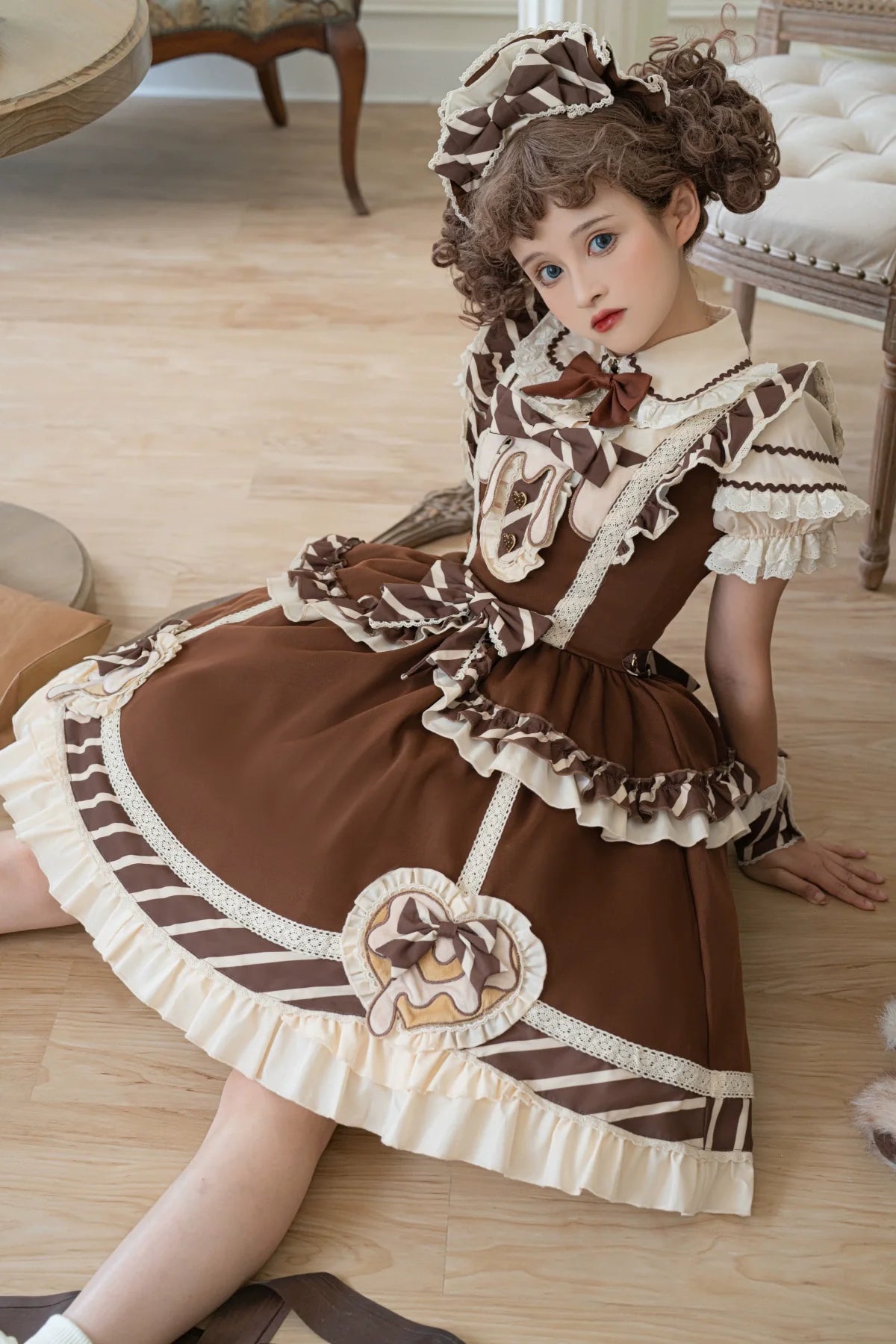 White &amp; milk chocolate jumper skirt and blouse
