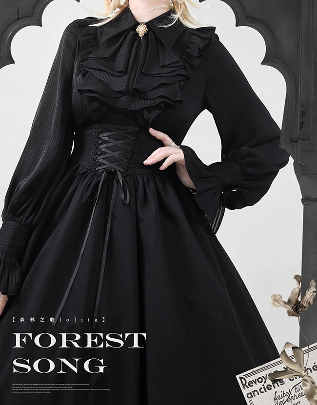 [Pre-order] Classical striped blouse with jabot tie
