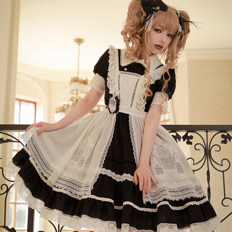 [Sale period ended] Evensong short sleeve white collar dress