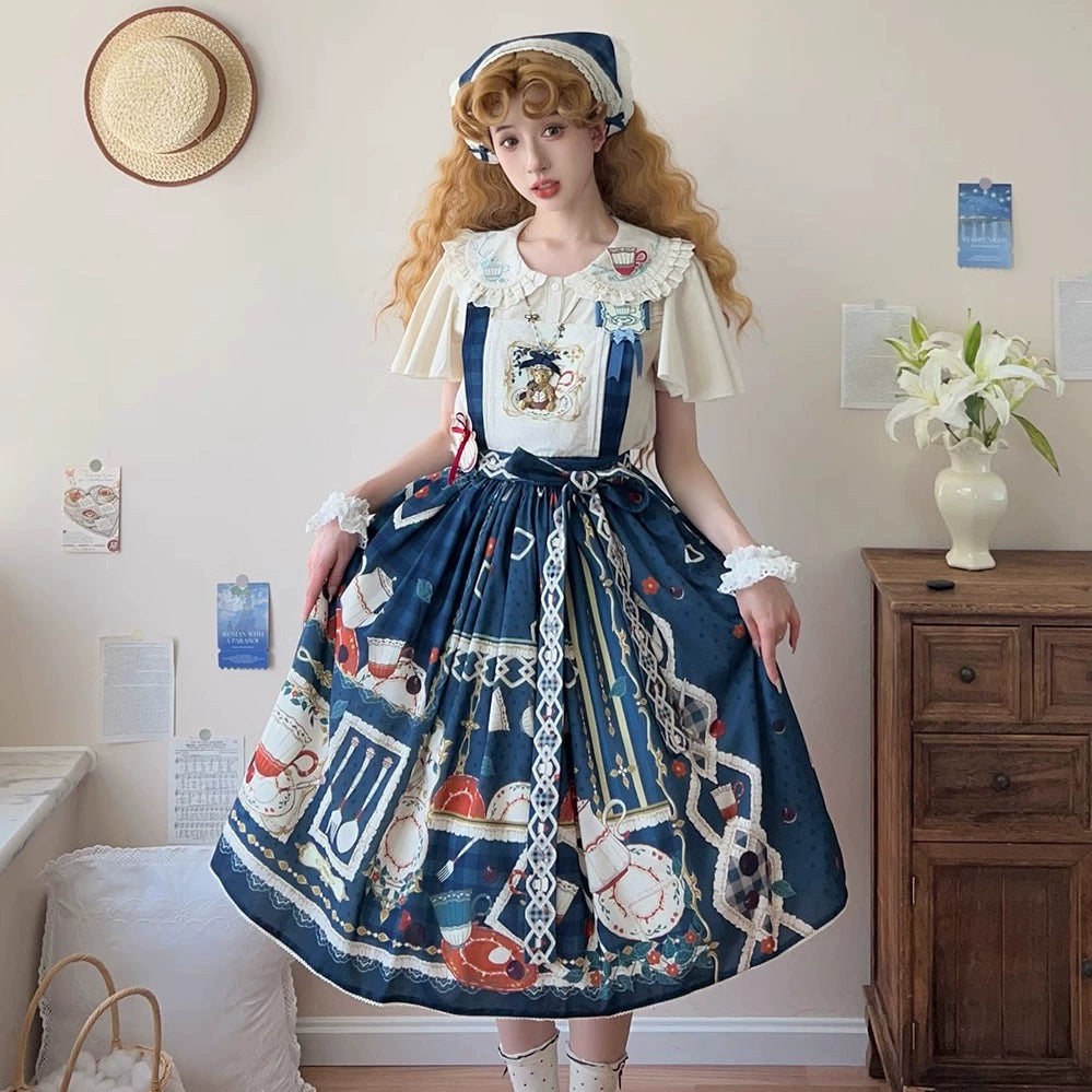 【予約販売】Picnic Tea Party 2wayサロペットスカート