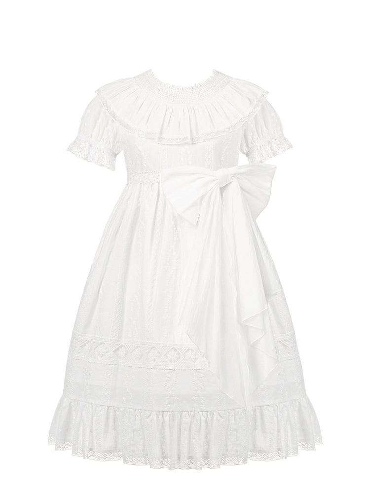 花刺繍入りコットンレースワンピース 単品＆セット