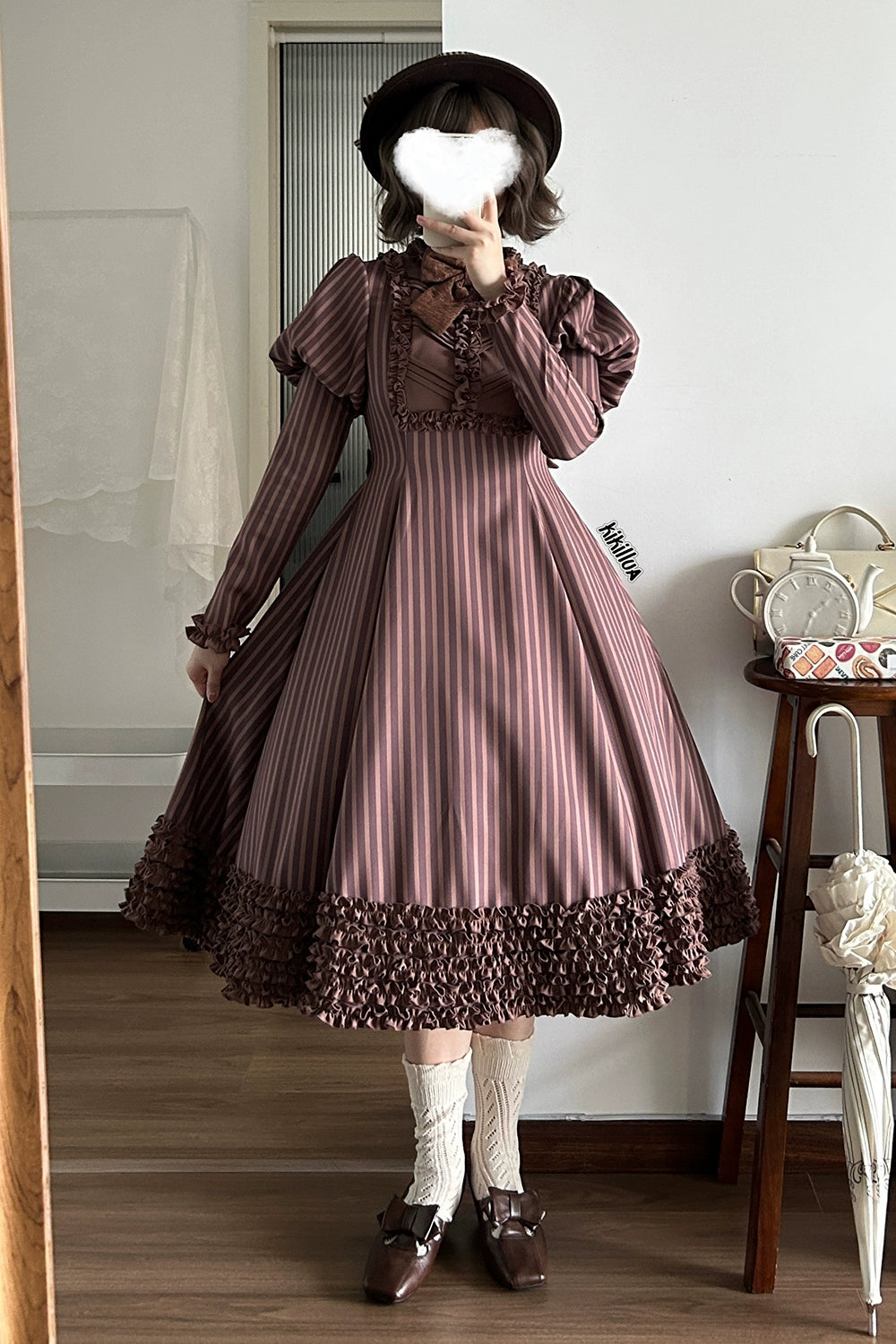 [Pre-orders available until 12/4] Classic Chocolat Stripe Long Dress