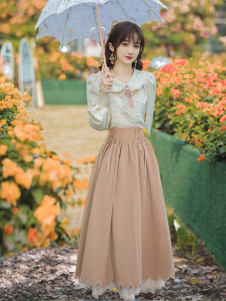 Lady-style retro classical setup [Long sleeve type] Total 5 colors
