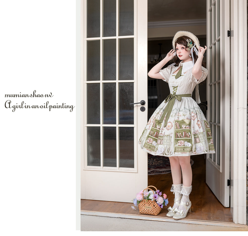 Green Room スクエアネックネクタイ付きワンピース