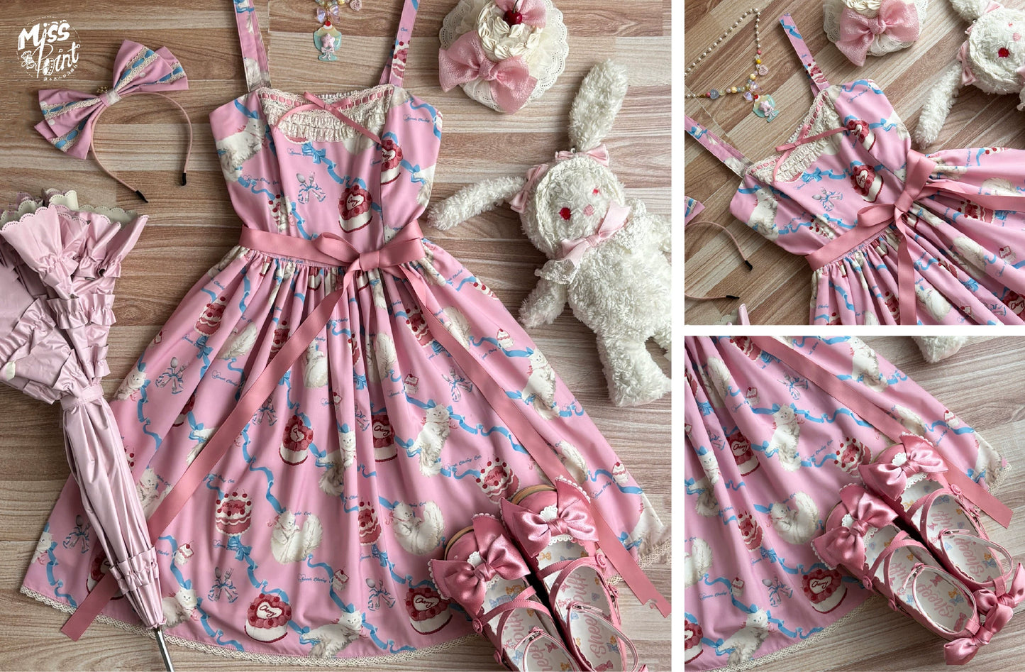 【受注予約7/9まで】Sweet Cherry Cat デイリージャンパースカート