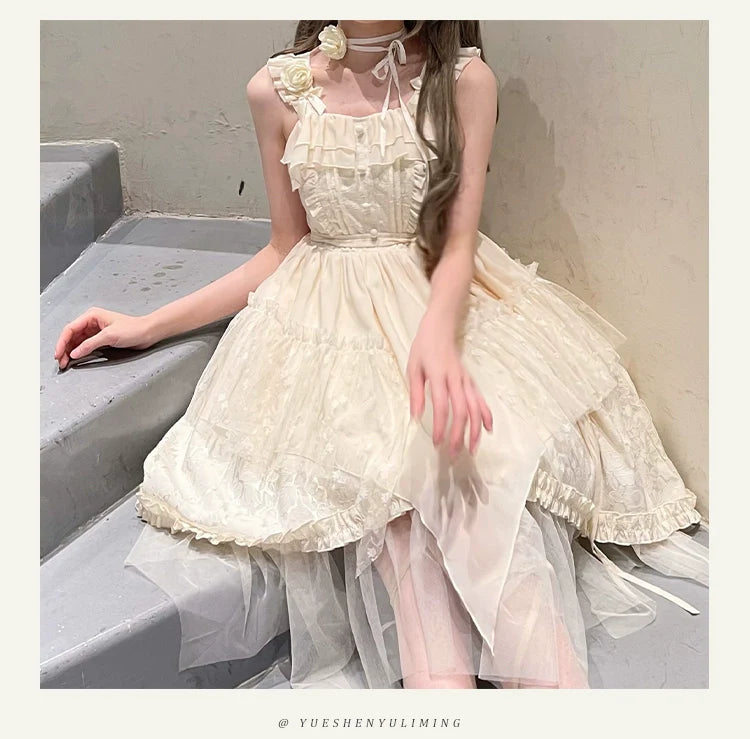 Luna and dawn 薔薇とリボンのチュールジャンパースカート