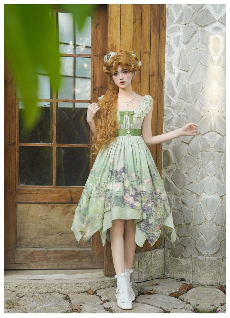 薔薇庭園 油絵プリントジャンパースカート 単品＆セット