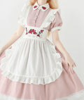 New color of maid-style dress with red rose embroidery and apron
