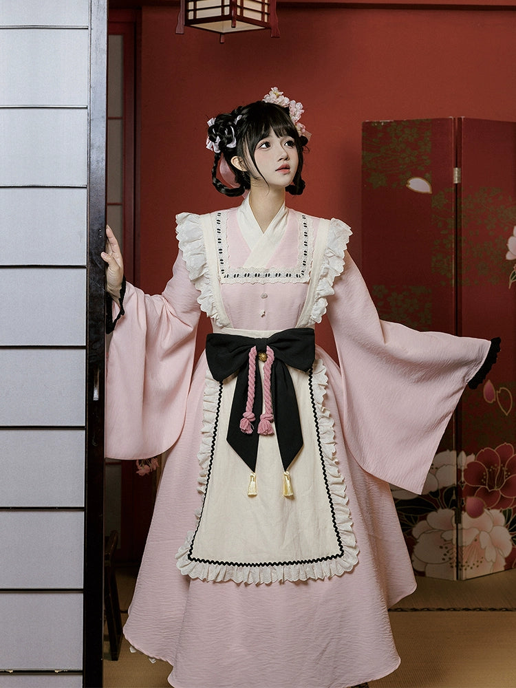 Japanese style maid pink and navy Japanese Lolita dress