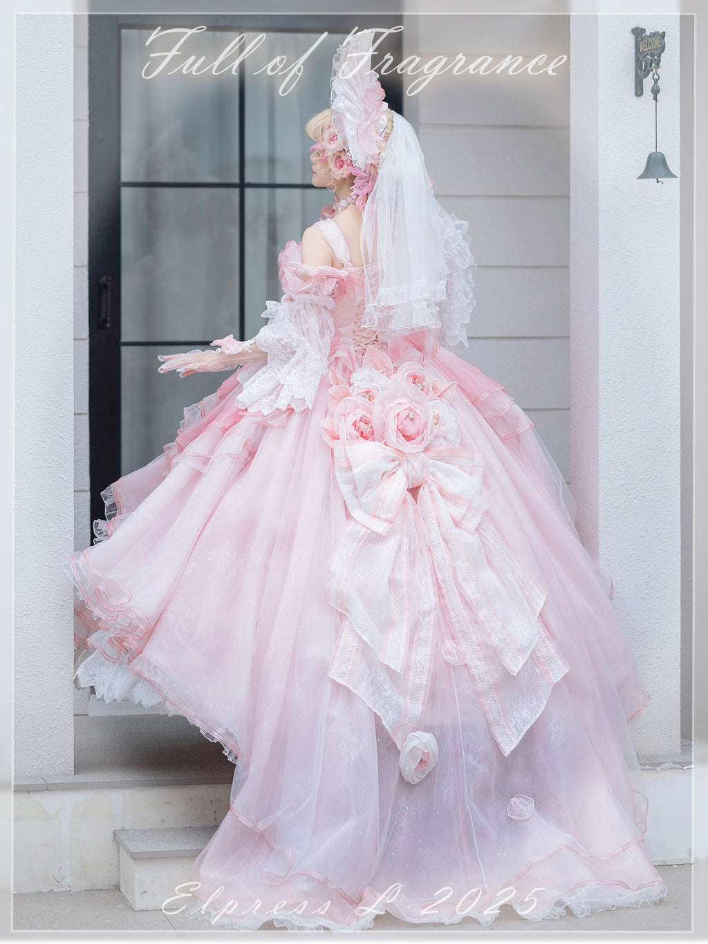 [Pre-orders available until 2/26] Full of Fragrance Dress with Train and Inner Skirt - Pink