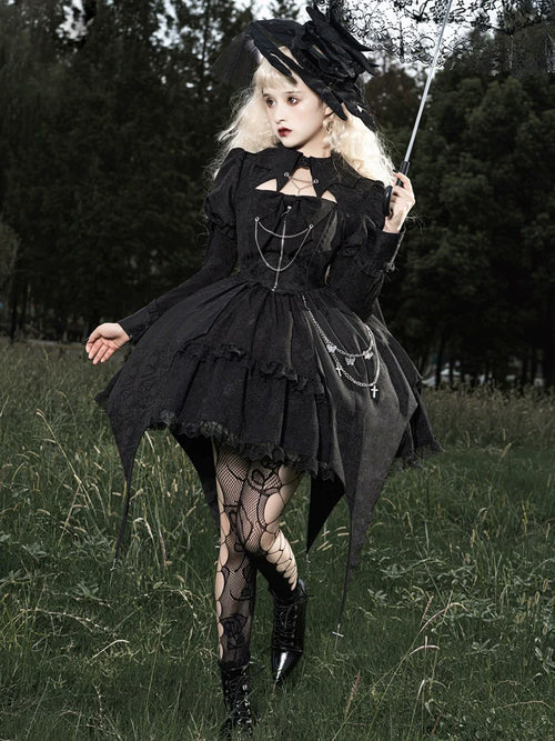 Black Rose Princess コウモリスカート長袖ワンピース