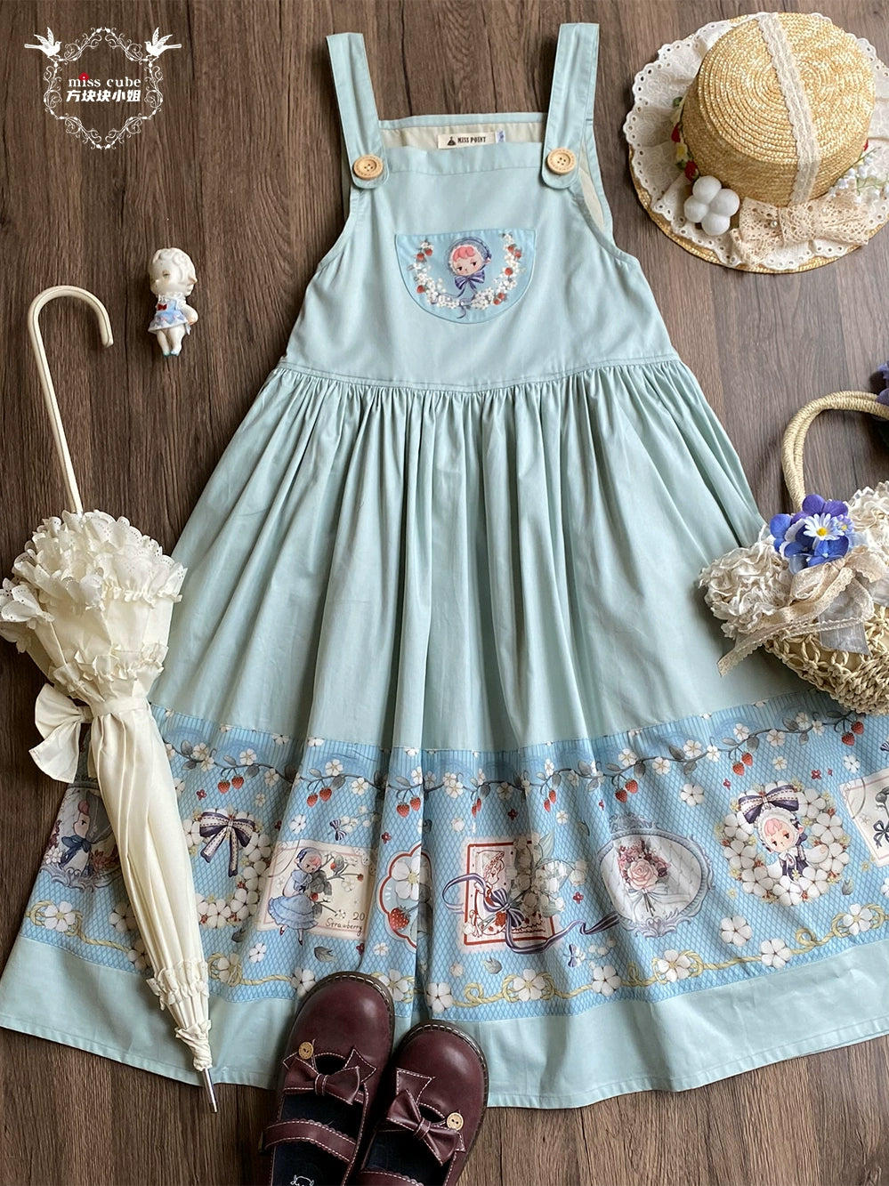 [Pre-orders available until 2/19] Sweetie Sheep Print Suspender Skirt
