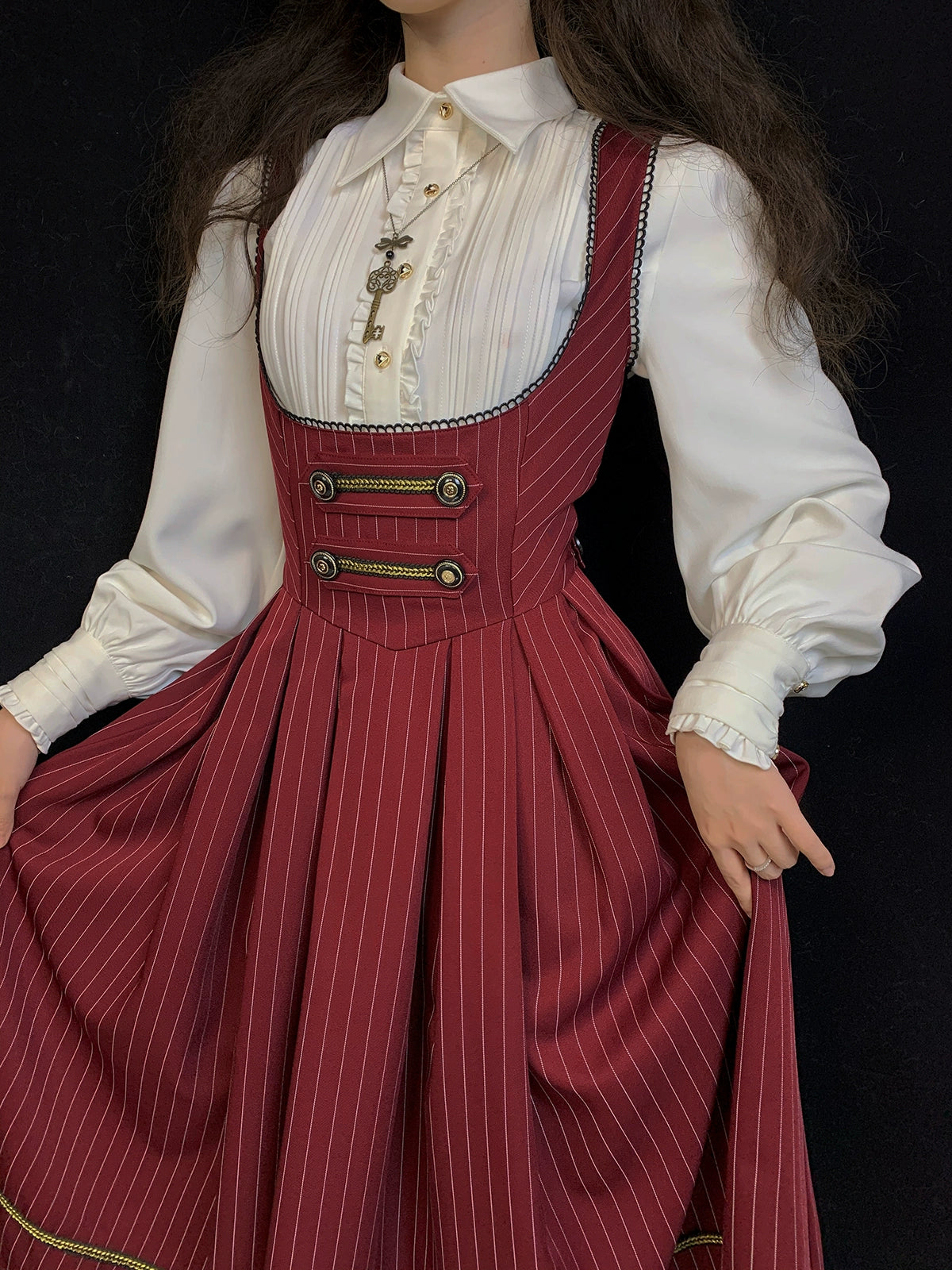 [Resale/Pre-orders available until 10/28] Bright Moon Corset Jumper Skirt Stripe [Red]