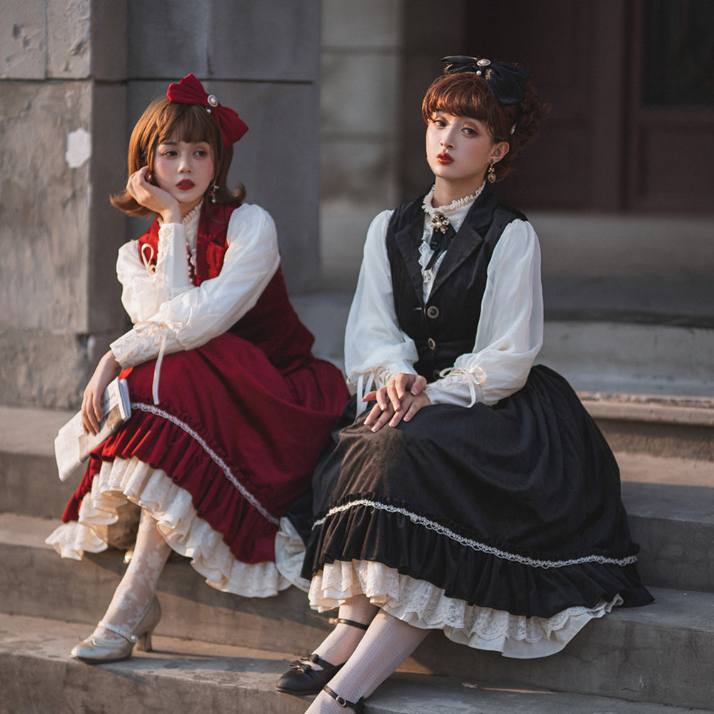 [Pre-order] British Classical Lolita Velvet High Waist Skirt