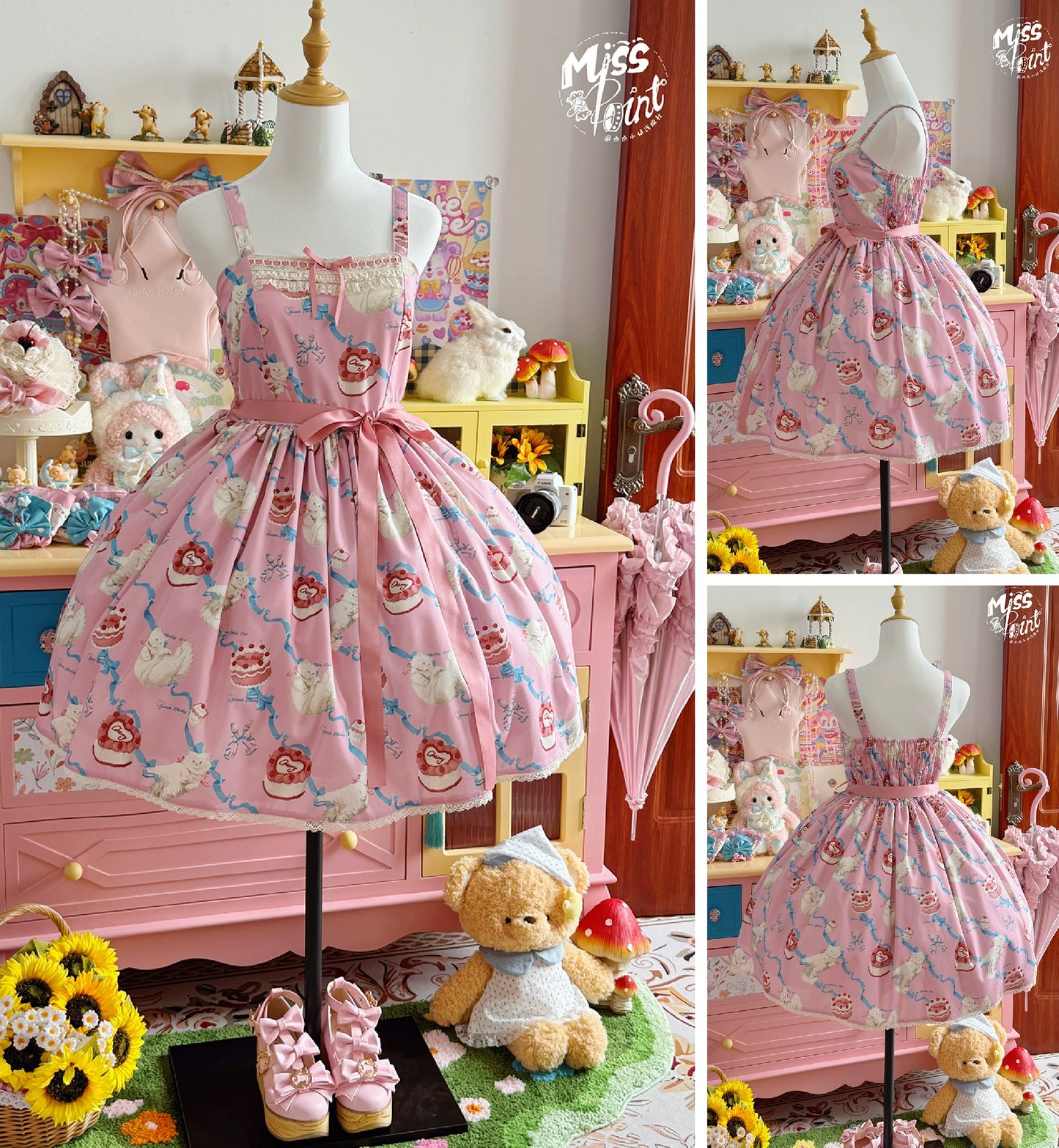 【受注予約7/9まで】Sweet Cherry Cat デイリージャンパースカート