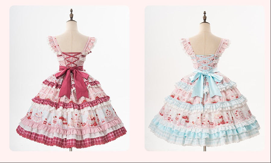 【受注予約6/18まで】Cherry Cake ティアードジャンパースカート