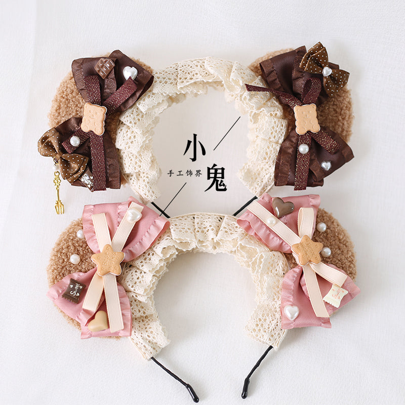 Bear ear ribbon headband