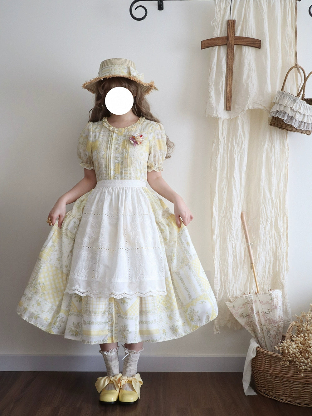 【受注予約7/14まで】Pathwork Garden カントリー風半袖ワンピース