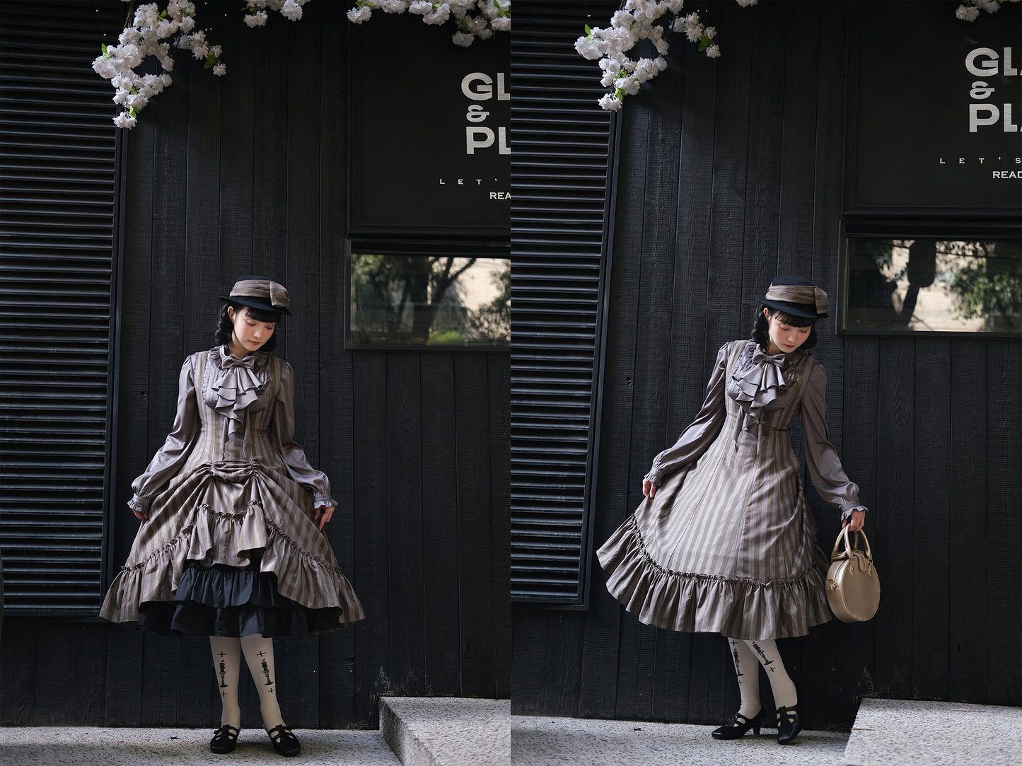 【受注予約12/3まで】Monochrome Reverie ジャンパースカート・ストライプ