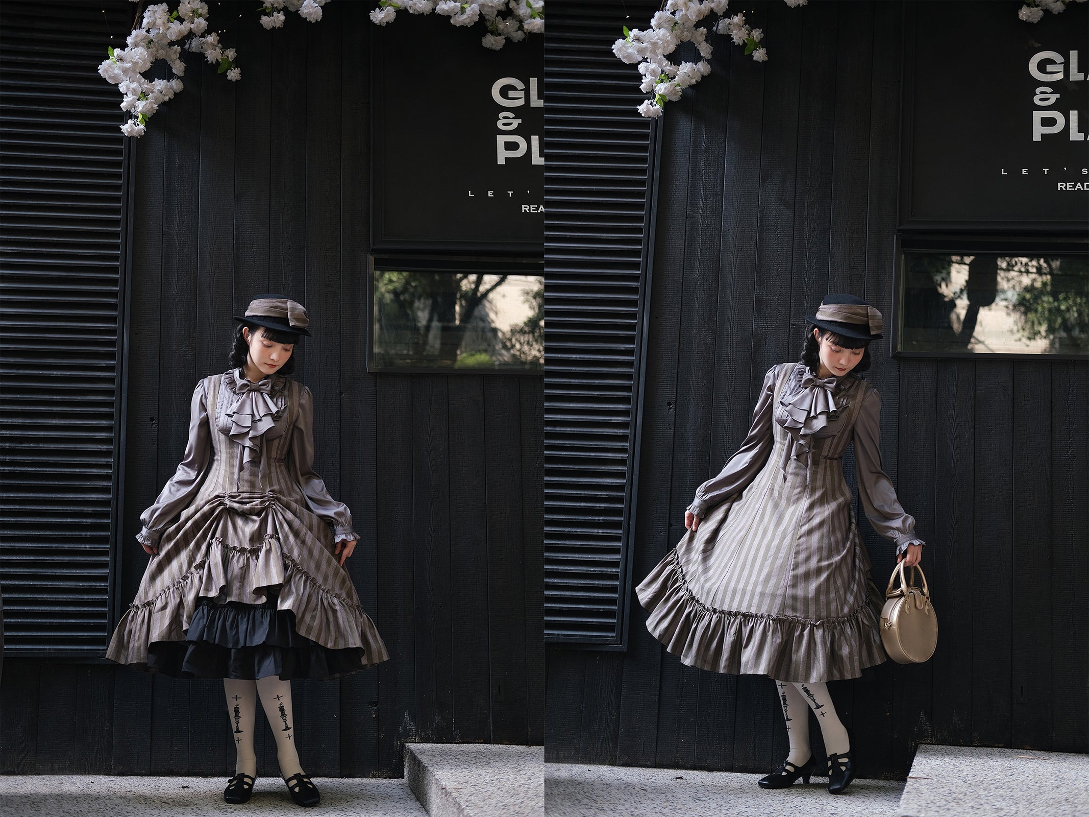 【受注予約12/3まで】Monochrome Reverie ジャンパースカート・ストライプ