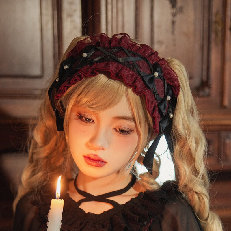 ribbon headdress with pearls