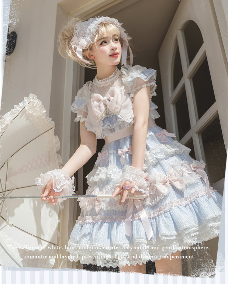 【受注予約5/14まで】Striped Maiden レースのハイネックワンピース
