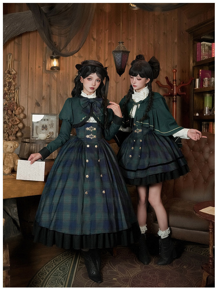 Berlin Letter グリーンチェックのジャンパースカート・ショート丈