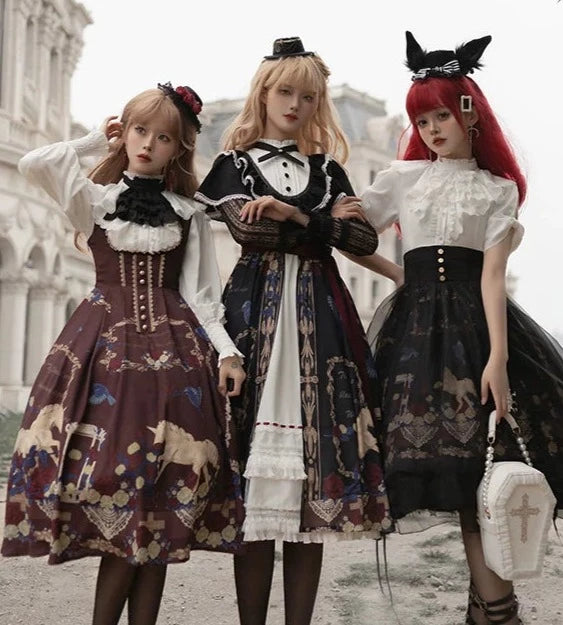 Eden at Dawn Gothic Lolita Print Jumper Skirt