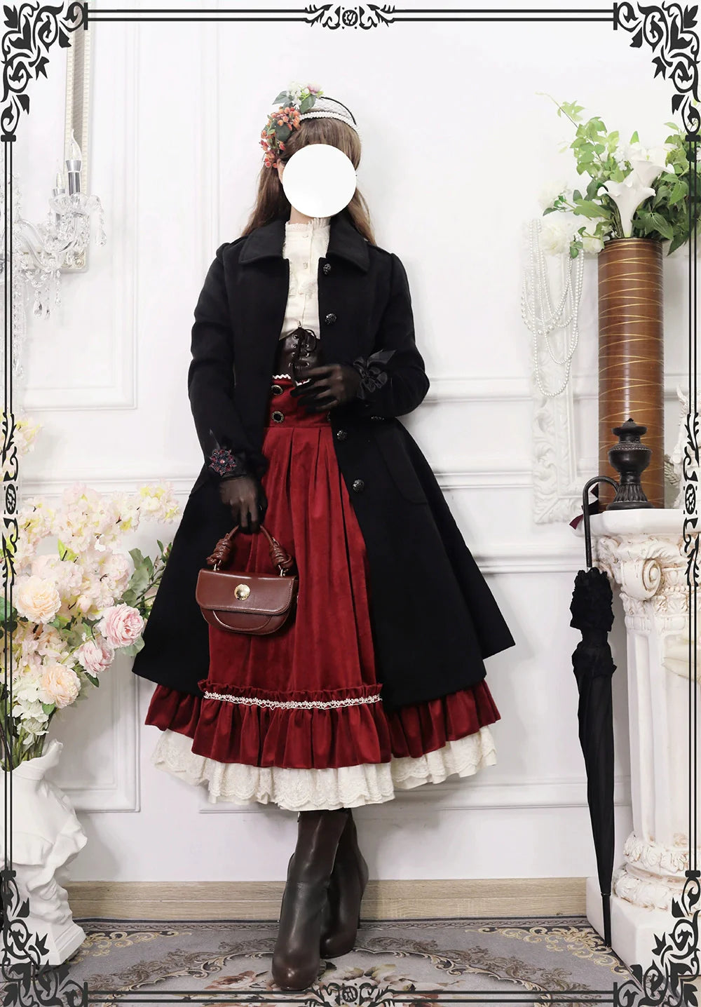 [Pre-order] British Classical Lolita Velvet High Waist Skirt