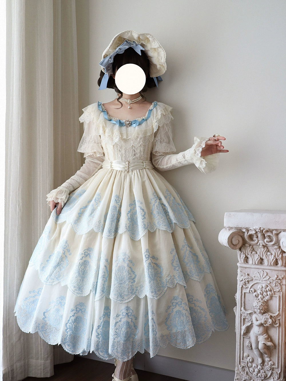 【受注予約9/25まで】Noble Garden 付け袖付き刺繍ワンピース