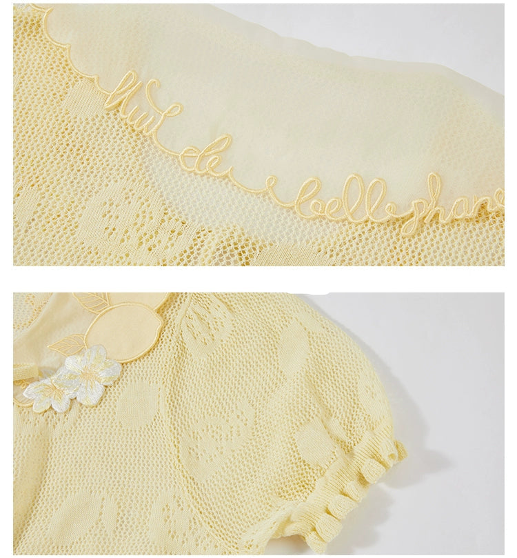 【受注予約7/16まで】Limone Town カントリー風半袖カーディガン